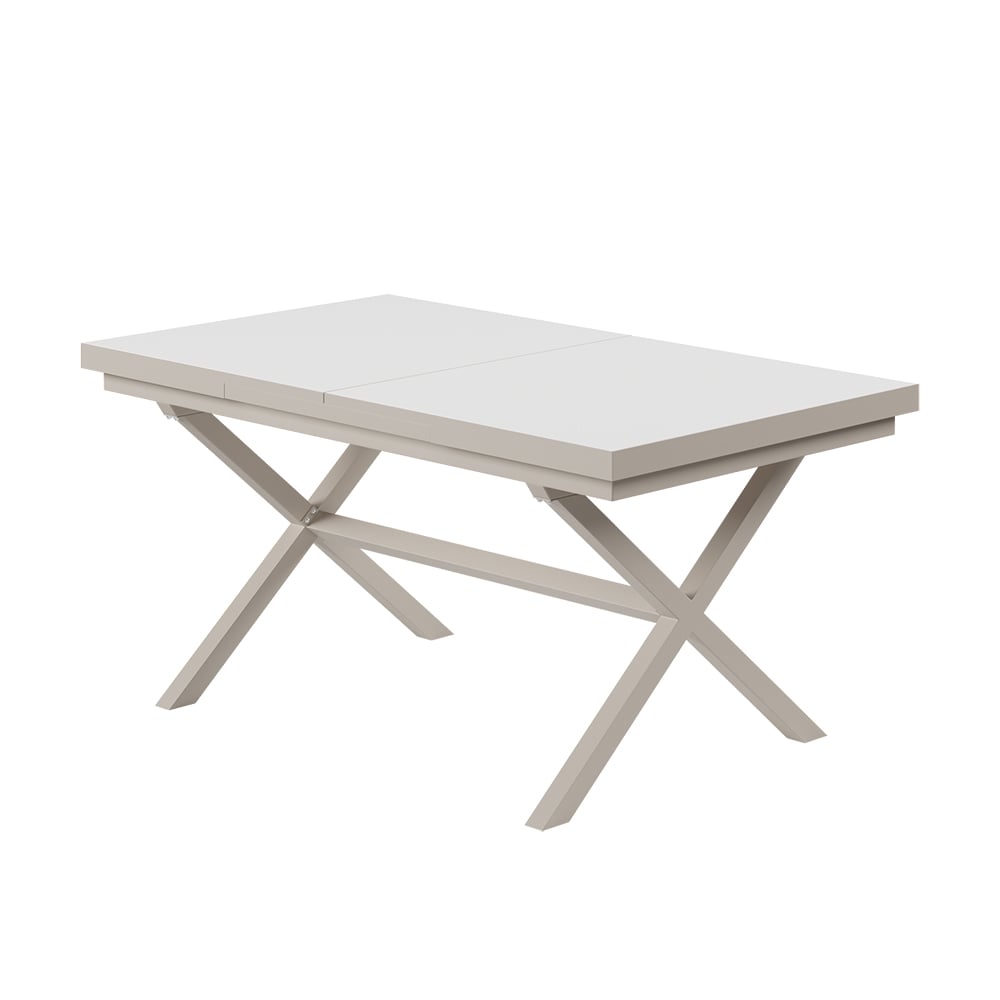 Ensemble de salle à manger d'extérieur extensible en marbre blanc 9 pièces avec fauteuils tissés (1630 mm-2140 mm) image de fenêtre
