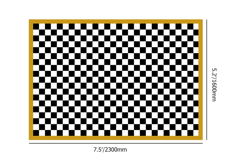 Tapis moderne à carreaux noir et blanc, 1600 mm x 2300 mm, tapis décoratif pour salon Poids, dimensions, image
