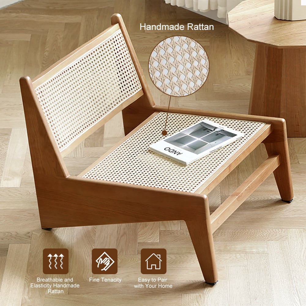 Walnut Rattan Ash Wood Lounge Accent Chair window image