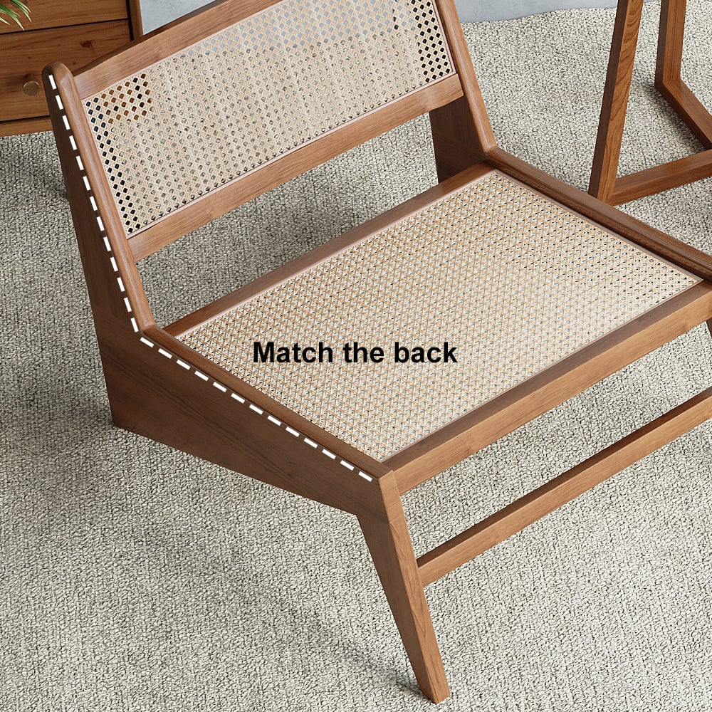 Walnut Rattan Ash Wood Lounge Accent Chair window image