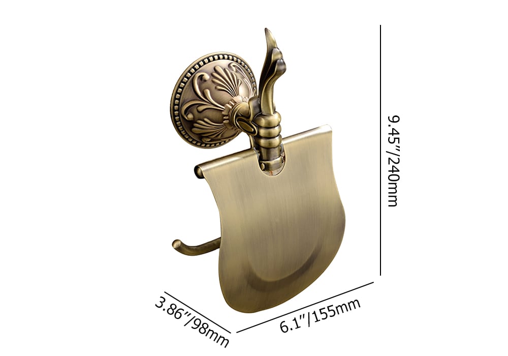 Antique Brass Wall Mounted Toilet Paper Holder for Bathroom weights dimensions image