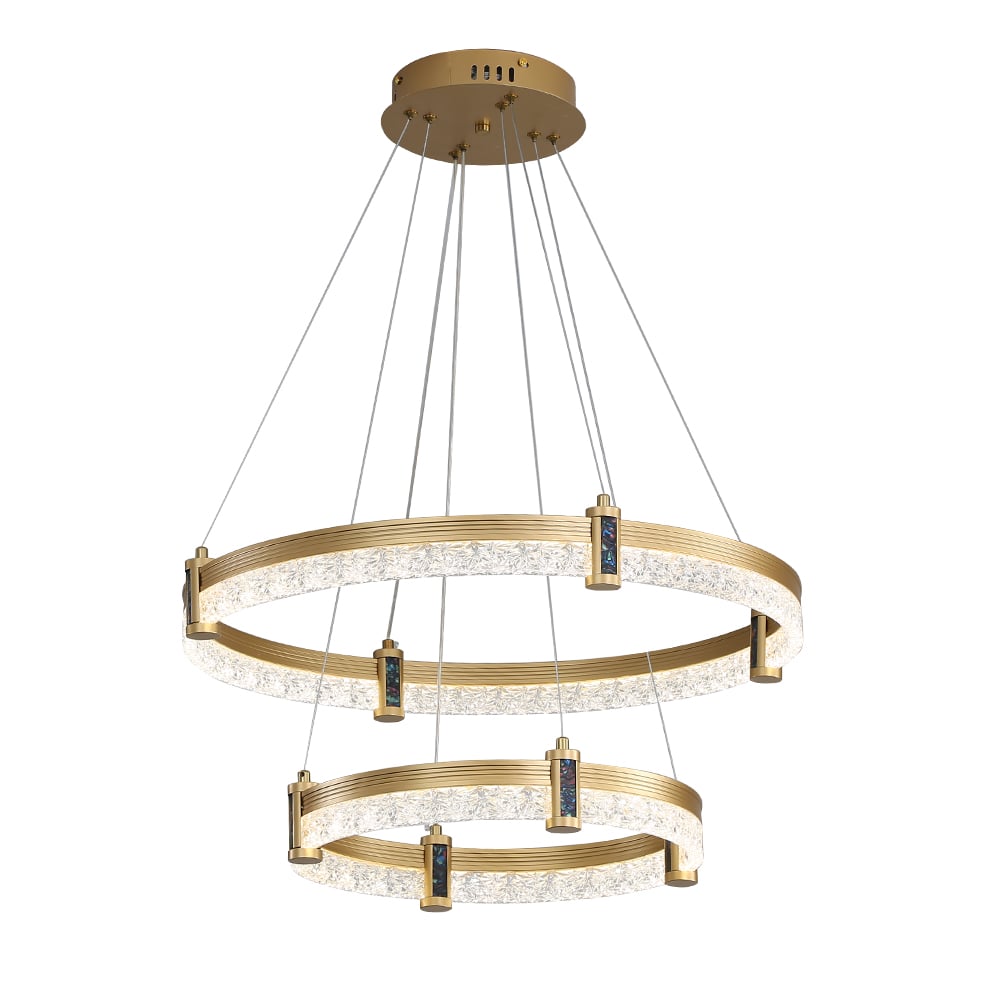 Gold LED Circular Pendant Crystal Modern Chandelier Ring Light for Living Room