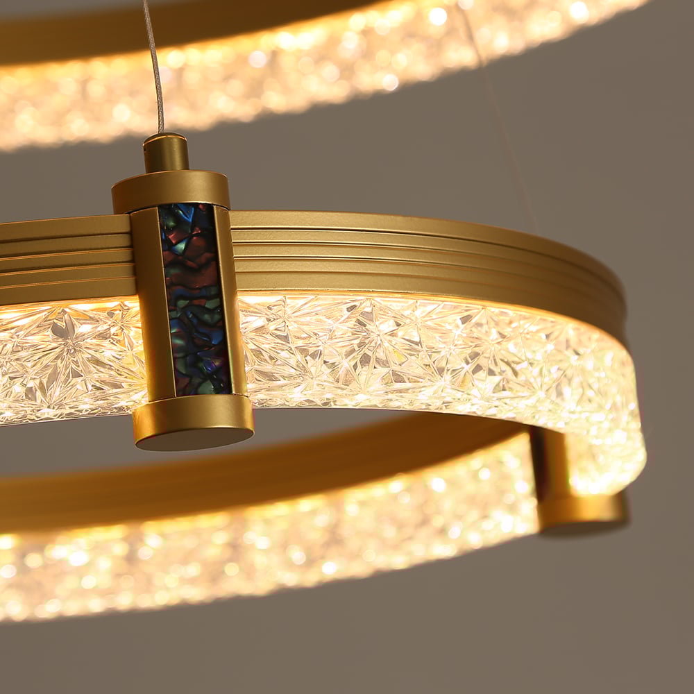 Gold LED Circular Pendant Crystal Modern Chandelier Ring Light for Living Room
