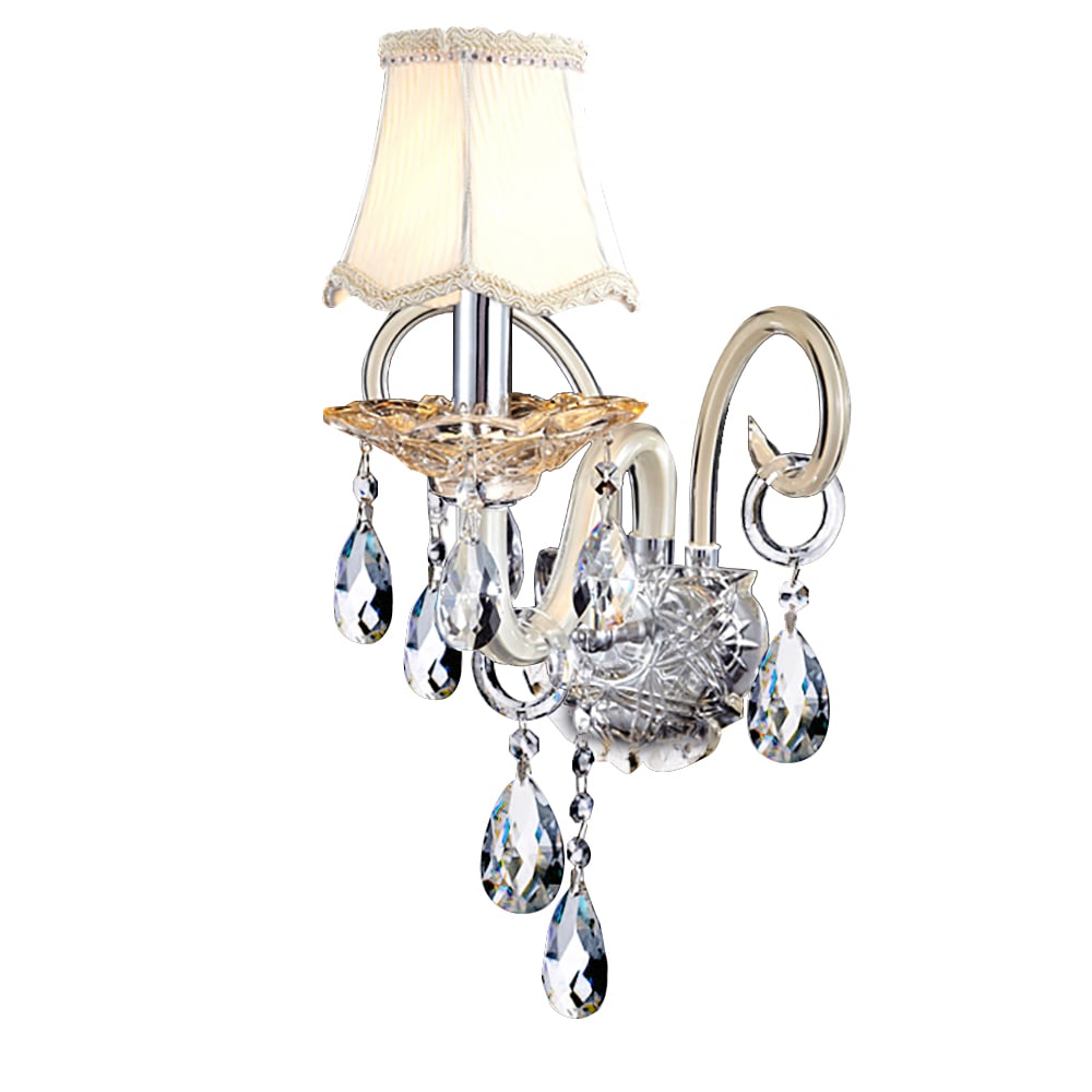 Applique murale à 1 ampoule en cristal et chrome, style rustique avec abat-jour beige image de fenêtre