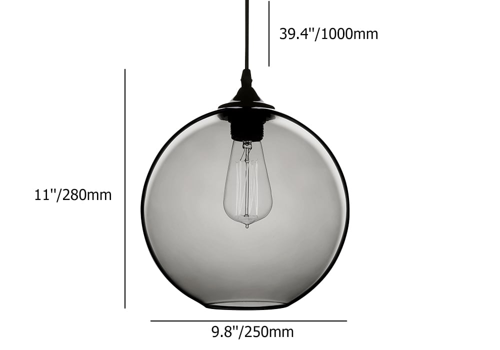 Lampe suspendue en verre à ampoule Edison moderne et minimaliste, en forme de globe, de couleur grise image de fenêtre