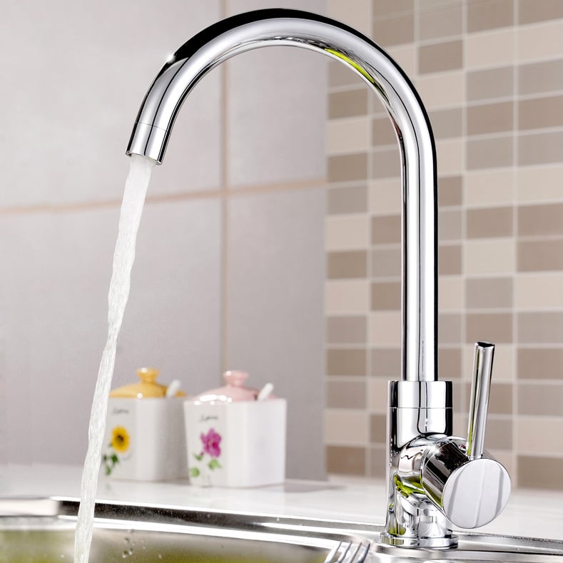 Modern Brass Chrome Kitchen Faucet Single Hole 1-Handle Faucet window image