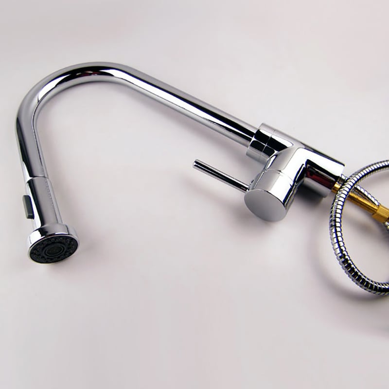 Modern Brass Chrome Kitchen Faucet Single Hole 1-Handle Faucet  window image