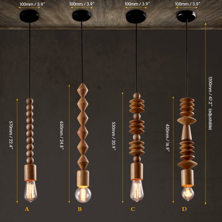 Rustic Black and Brown Single Pendant Light weights dimensions image