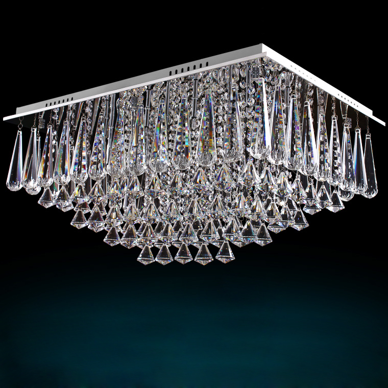Glam Chrome Plated Hardware Clear Crystal Large Ceiling Light window image