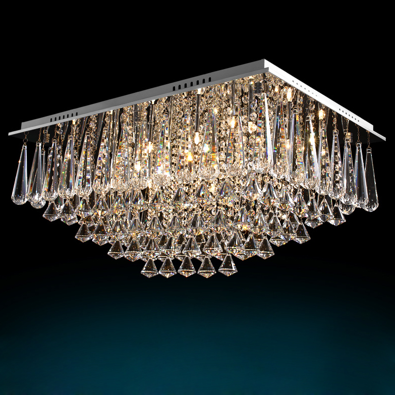 Glam Chrome Plated Hardware Clear Crystal Large Ceiling Light window image