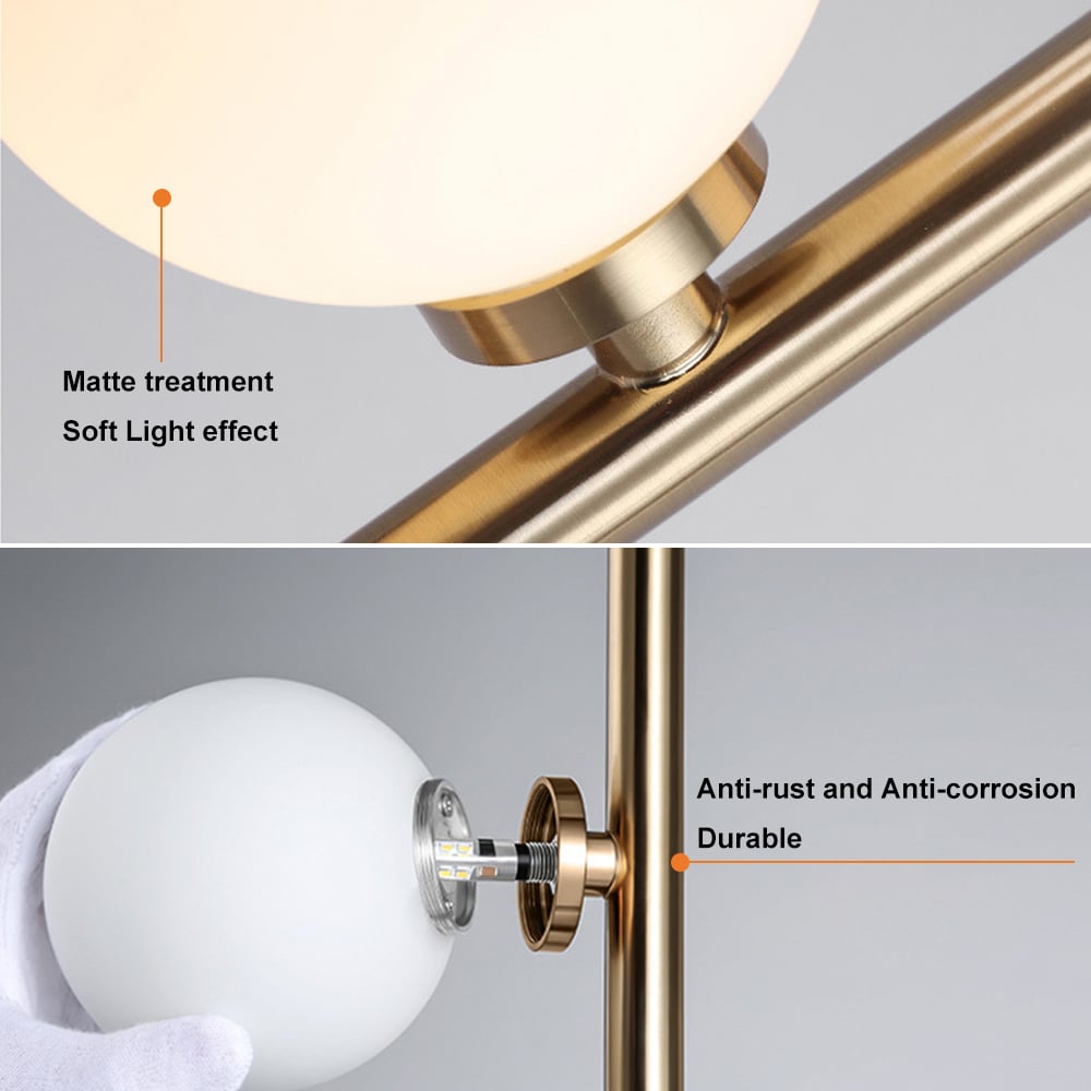 Modern LED Gold 9-Light Tree Floor Lamp White Glass Globe