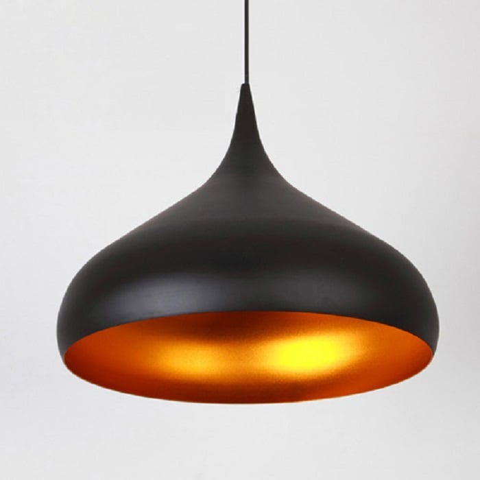 Modern Aluminum 1-Light Black Shape Pendant Light in Gold Colour Inside window image