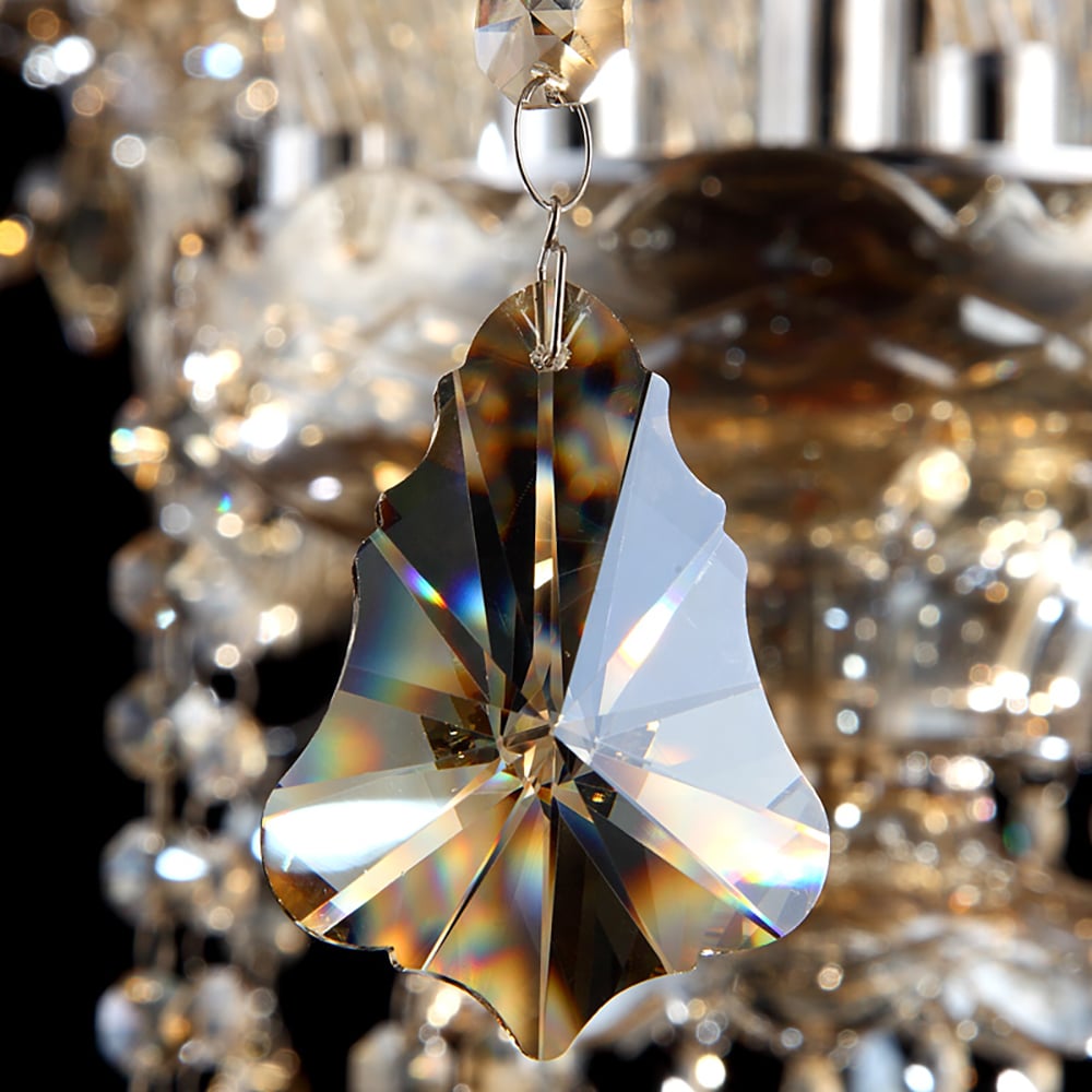 Lustres en cristal et chrome à 8 lumières, éclairage de plafond de style luxueux avec tringle image de fenêtre