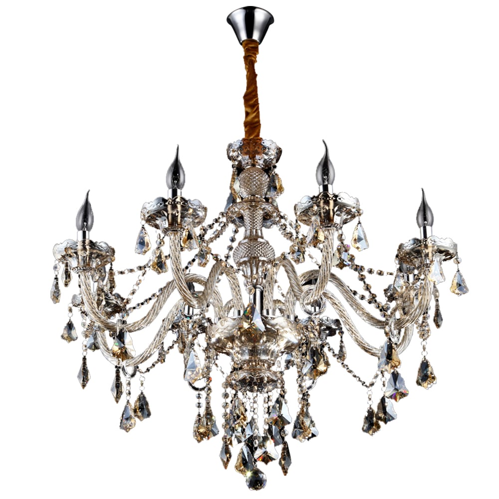 Lustres en cristal et chrome à 8 lumières, éclairage de plafond de style luxueux avec tringle image de fenêtre