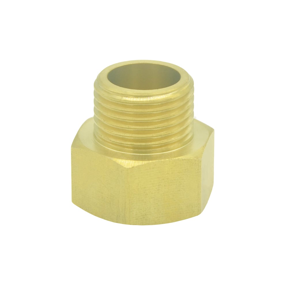10mm x 10mm Brass Pipe Fitting Adapter Female G1/2 Thread to Male NPT 1/2 window image