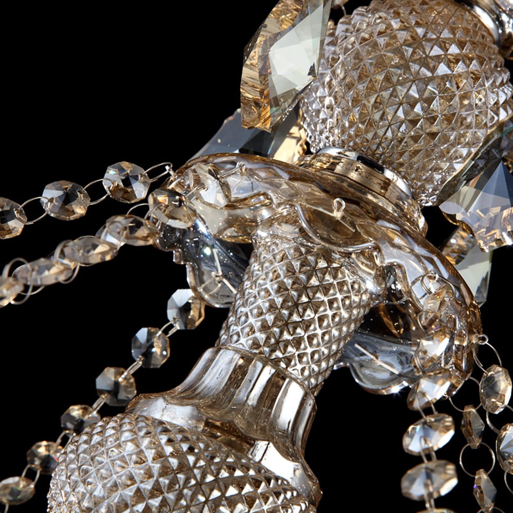 Lustres en cristal et chrome à 8 lumières, éclairage de plafond de style luxueux avec tringle image de fenêtre