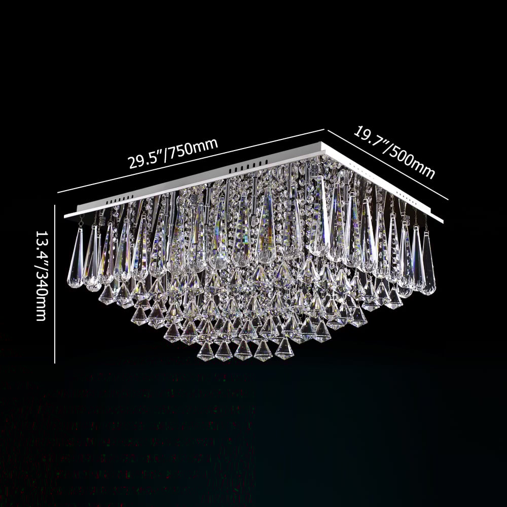 Glam Chrome Plated Hardware Clear Crystal Small Ceiling Light weights dimensions image