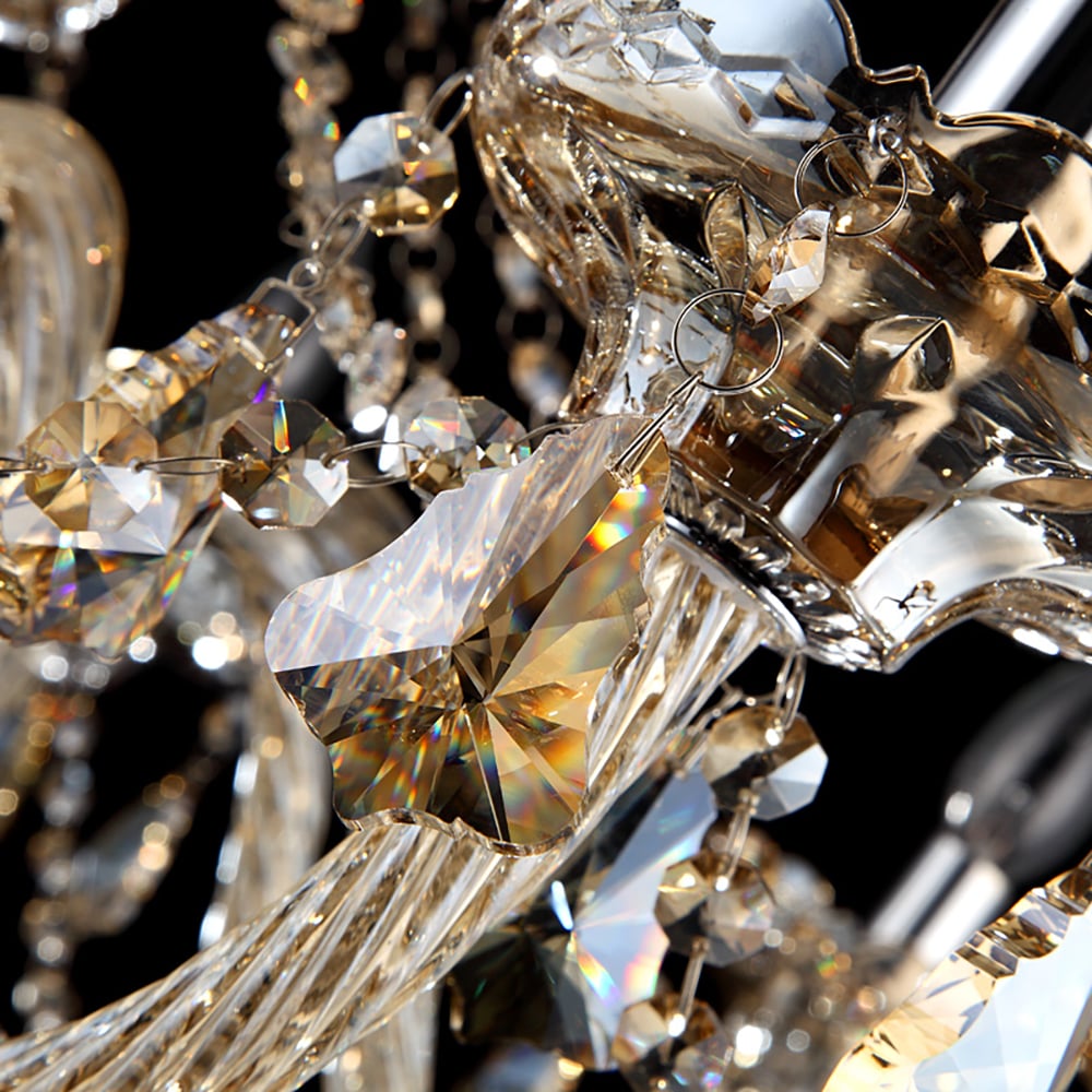 Lustres en cristal et chrome à 8 lumières, éclairage de plafond de style luxueux avec tringle image de fenêtre