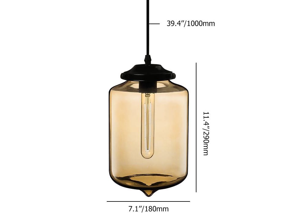 Amber 1-Light Glass Pendant Light with Bulb weights dimensions image