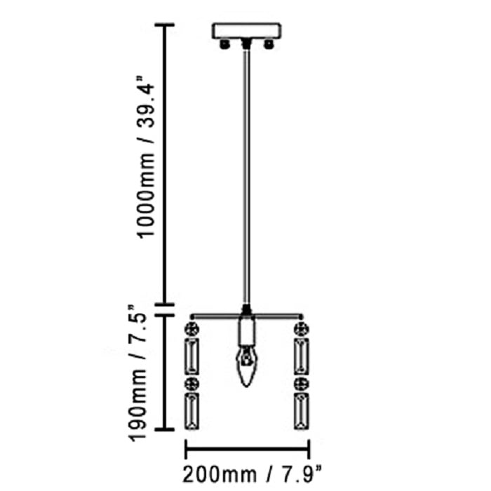 Pendentif Glam à lumière unique en cristal transparent chromé Poids, dimensions, image