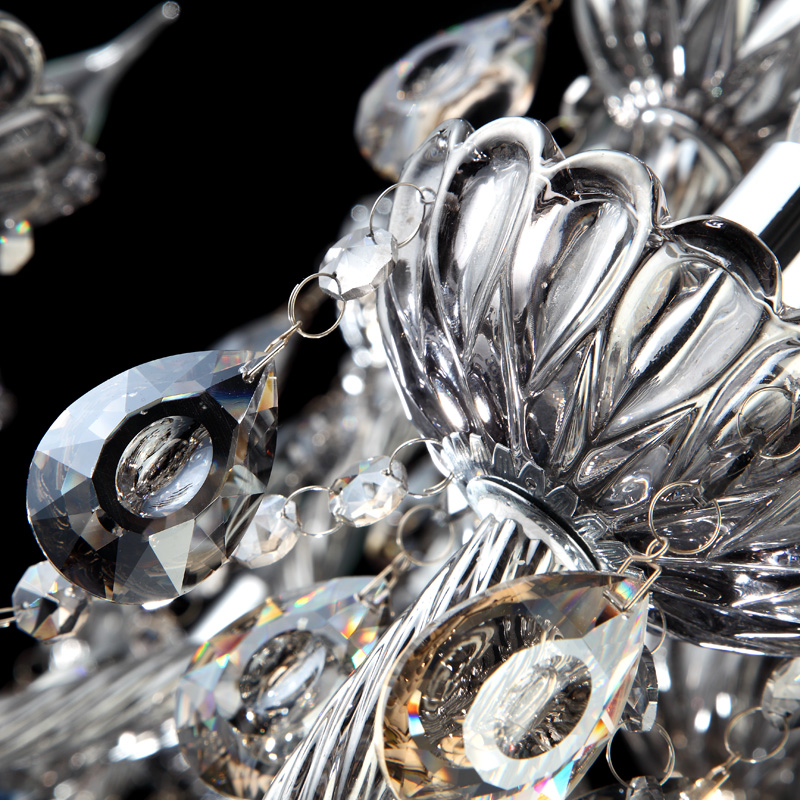 Glam Smoke Gray 12-Light Crystal Glass Chandelier for Living Room and Dining Room window image