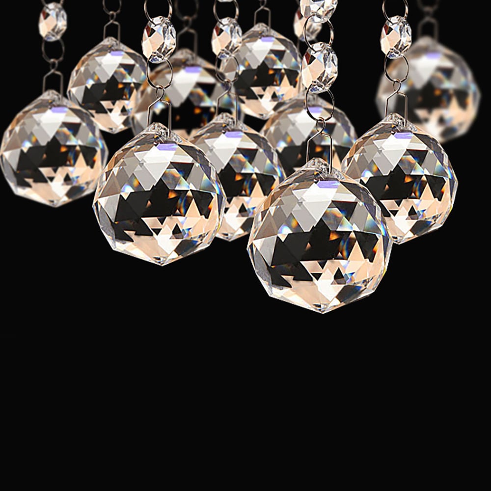 Plafonnier encastré moderne à abat-jour rectangulaire avec boules de cristal avec ampoules image de fenêtre