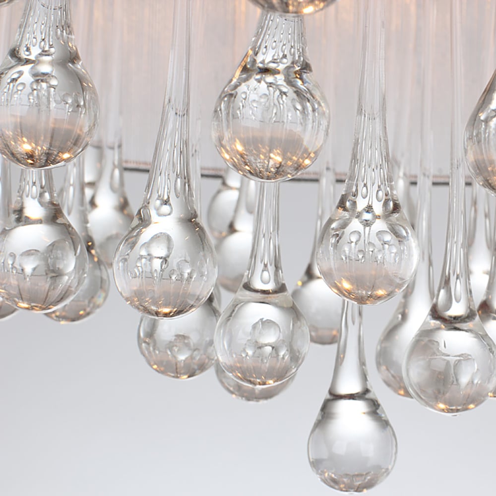 Plafonnier encastré moderne à 3 ampoules, abat-jour cylindrique transparent en forme de goutte d'eau image de fenêtre