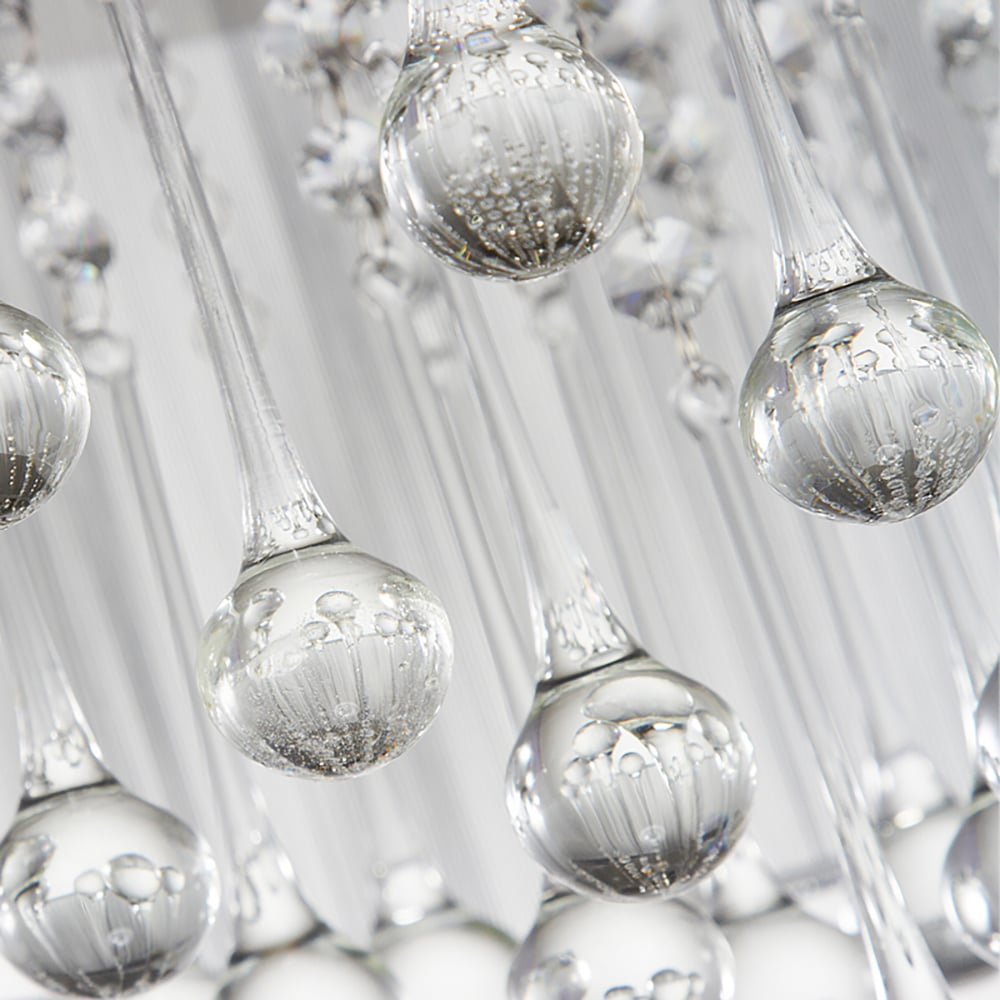 Plafonnier encastré moderne à 3 ampoules, abat-jour cylindrique transparent en forme de goutte d'eau image de fenêtre