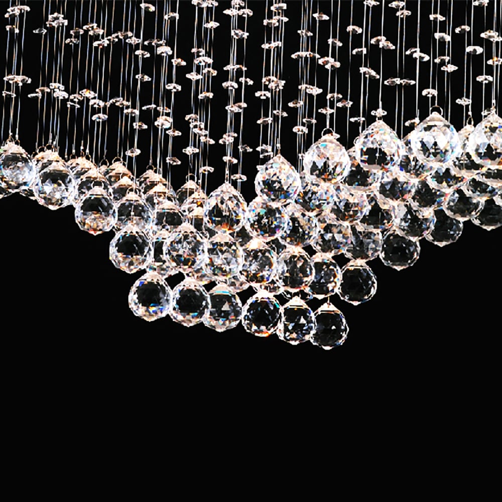 Plafonnier encastré moderne à abat-jour rectangulaire avec boules de cristal avec ampoules image de fenêtre