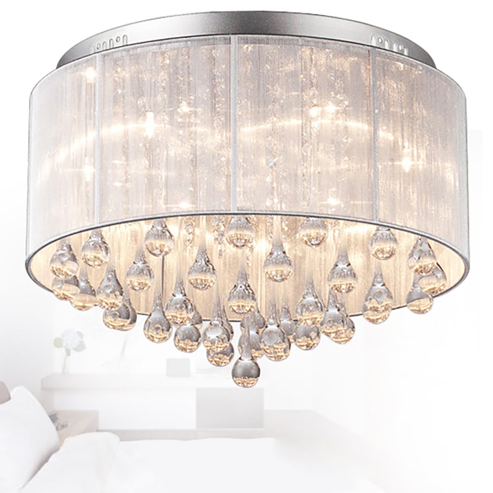 Plafonnier encastré moderne à 3 ampoules, abat-jour cylindrique transparent en forme de goutte d'eau image de fenêtre