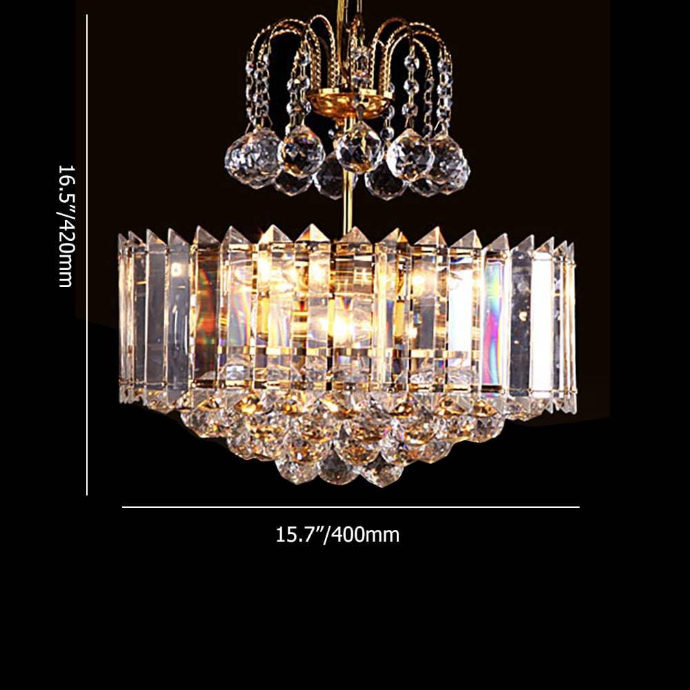 Glam 8-Light Flush Mount Light with Crystal Metal in Gold Ceiling Hanging Light weights dimensions image