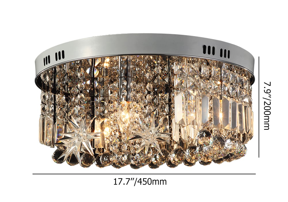 Modern 4-Light Crystal Flush Mount Lighting Ceiling Light weights dimensions image