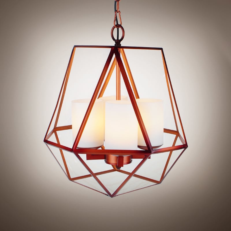 Modern 4-Light Copper Crystal Pendant Lighting Ceiling Light window image