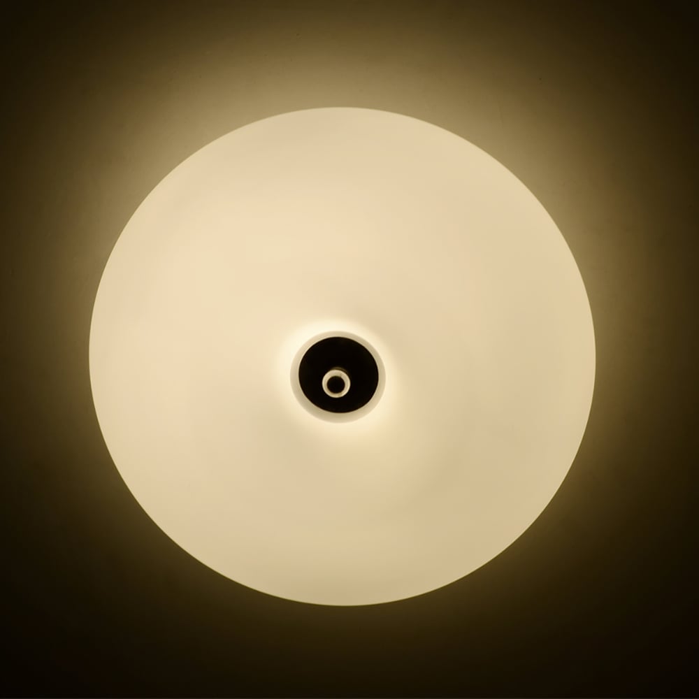 11.0" Unique White Glass Round Flush Mount Ceiling Light for Living Room & Bedroom window image