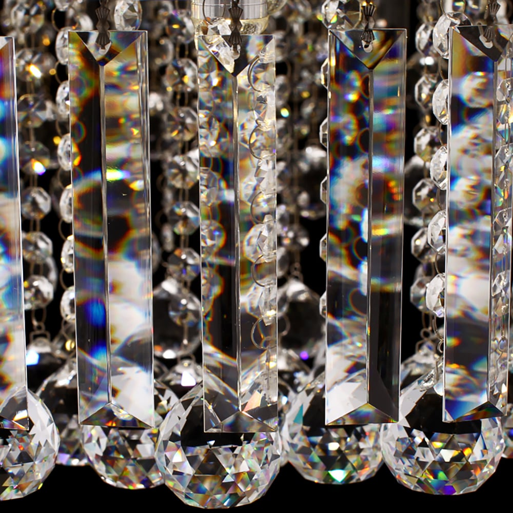 Plafonnier rond encastré moderne en cristal à 15 lumières de 650 mm, chromé, pour salon image de fenêtre