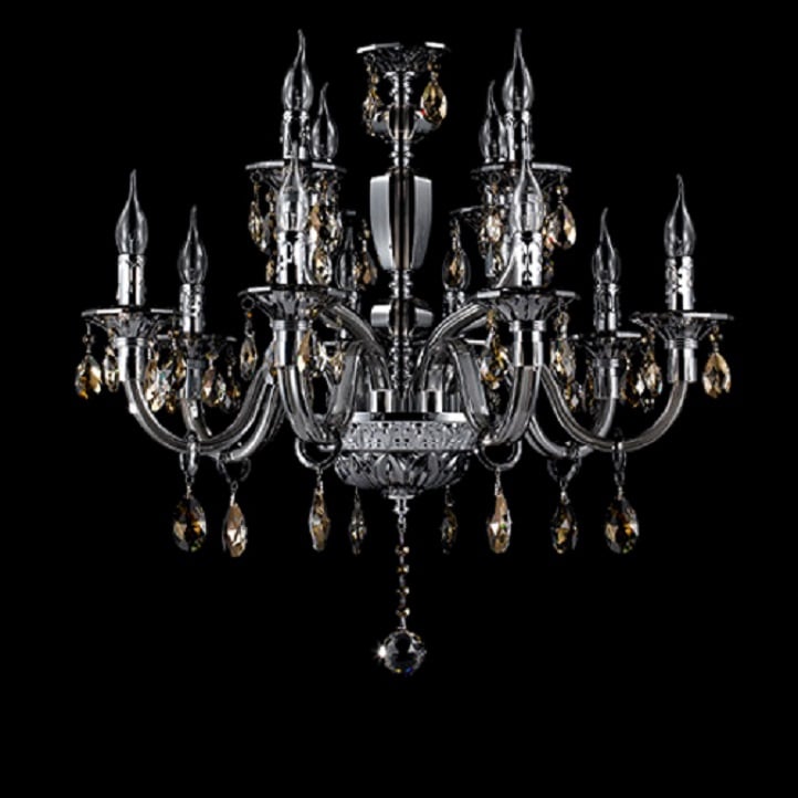 Glam Chandelier Chrome-plated Hardware Cognac Crystal Glass window image