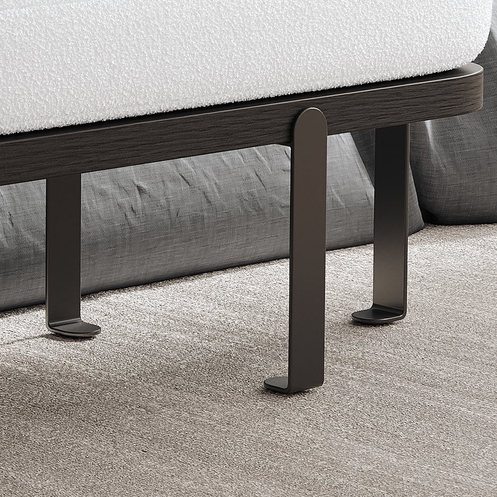 Bílá a černá dřevěná vstupní lavice Fleece čalouněná abstraktními kovovými nohami obrázek okna