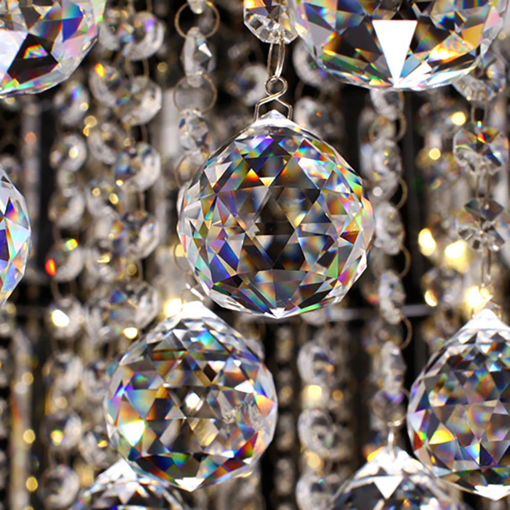 Plafonnier rond encastré moderne en cristal à 15 lumières de 650 mm, chromé, pour salon image de fenêtre