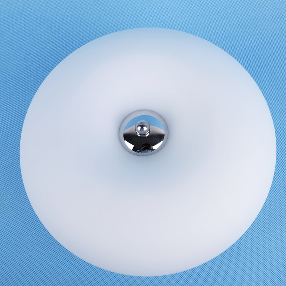11.0" Unique White Glass Round Flush Mount Ceiling Light for Living Room & Bedroom window image