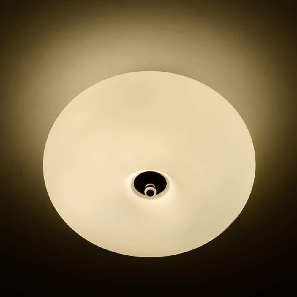 11.0" Unique White Glass Round Flush Mount Ceiling Light for Living Room & Bedroom window image