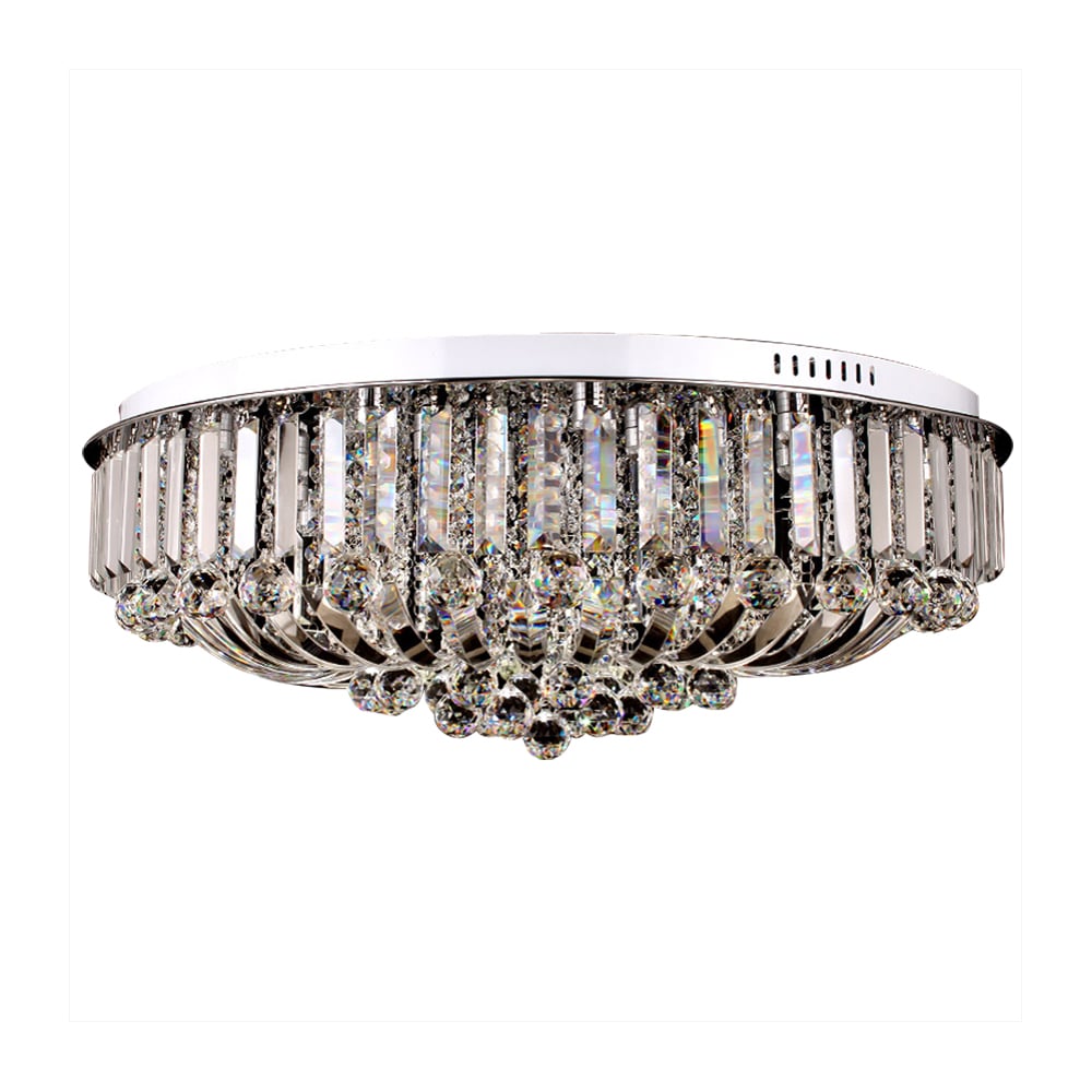 800mm Modern Crystal LED 25-Light Round Flush Mount Ceiling Light in Chrome window image