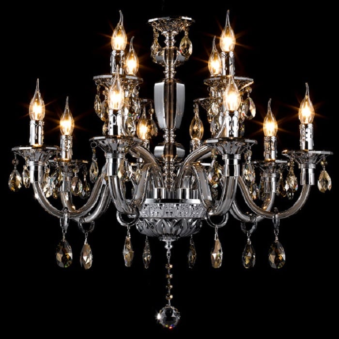 Glam Chandelier Chrome-plated Hardware Cognac Crystal Glass window image
