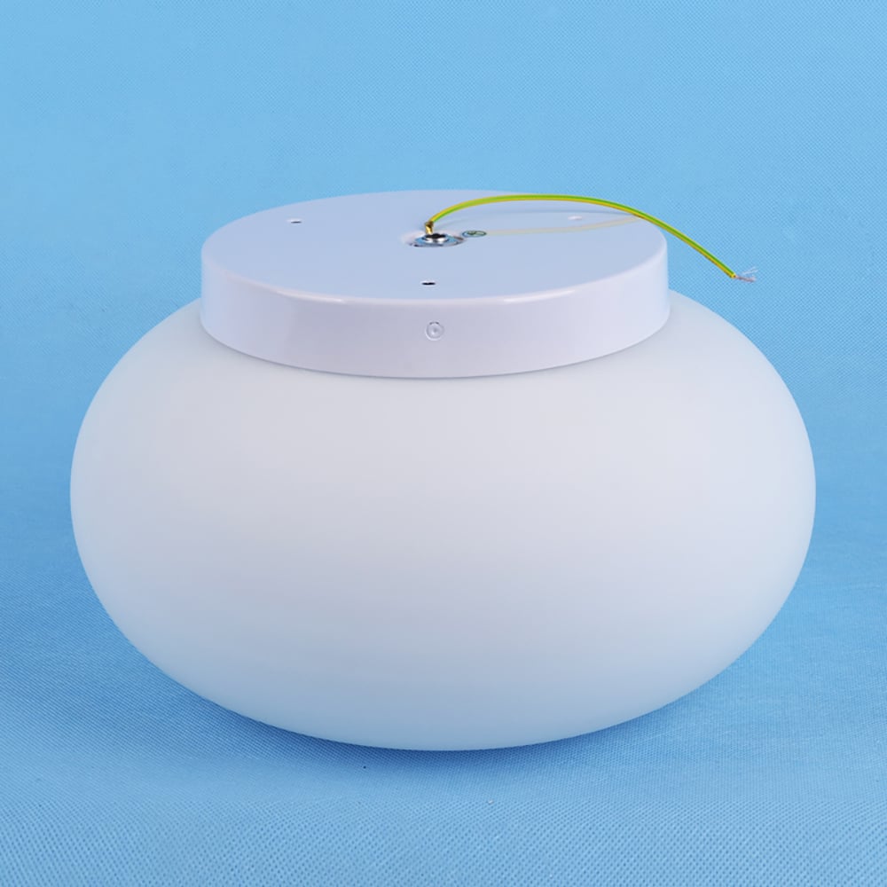 11.0" Unique White Glass Round Flush Mount Ceiling Light for Living Room & Bedroom window image
