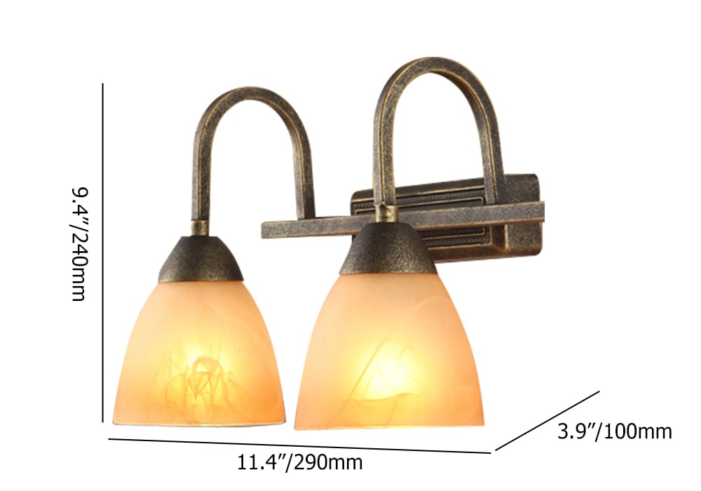 Industrial Bronze&Orange Metal Glass Bathroom Light weights dimensions image