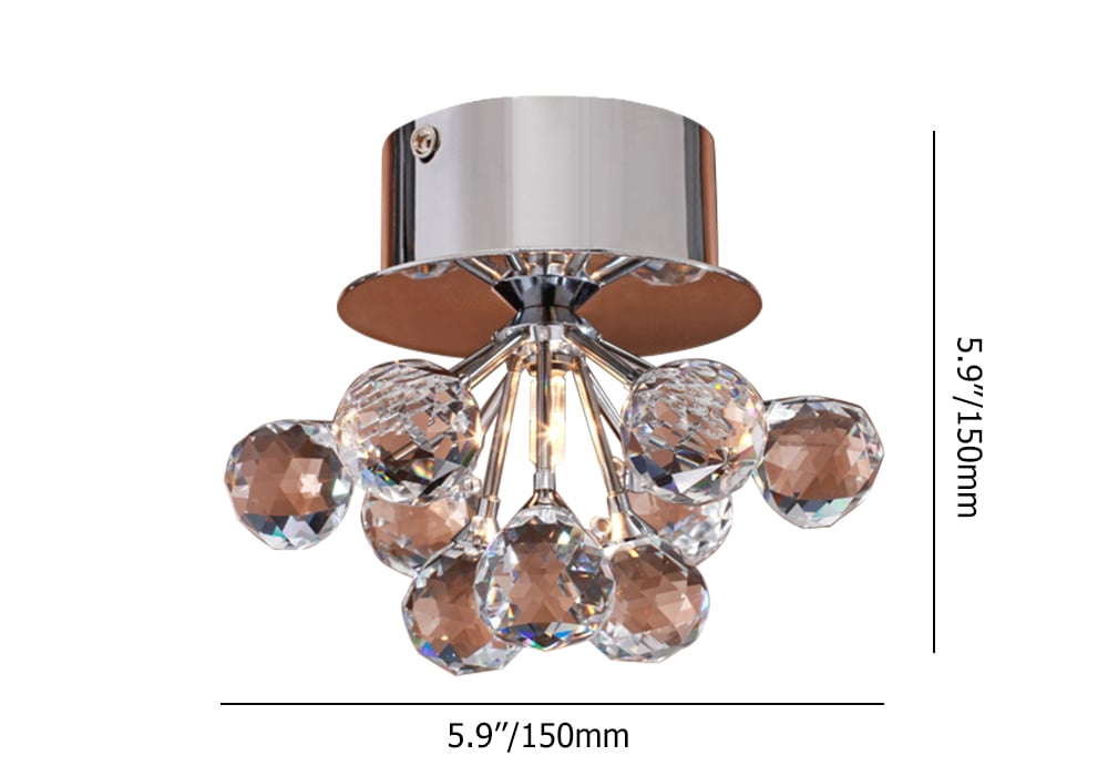 Lampe de plafond chromée, quincaillerie transparente Poids, dimensions, image