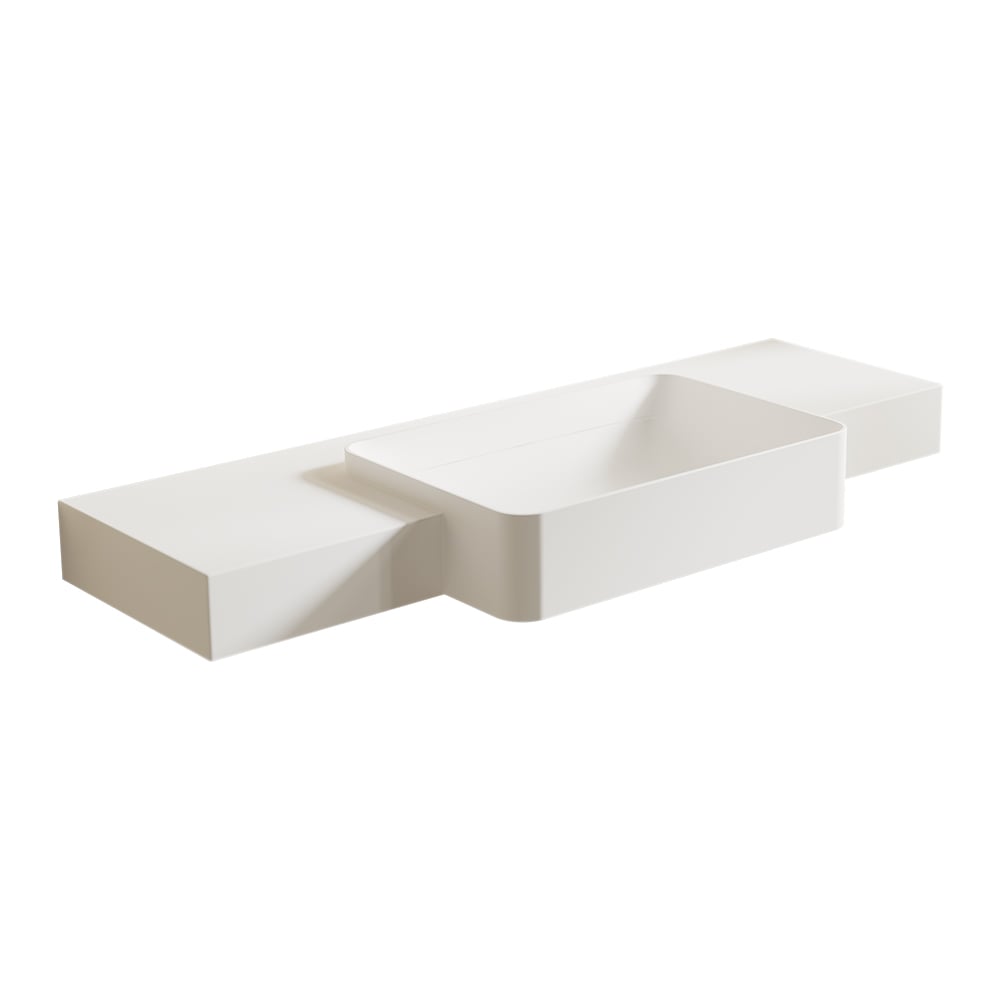 Modern 47" Stone Resin Matte White Floating Wall-Mounted Bathroom Sink with Single Sink 