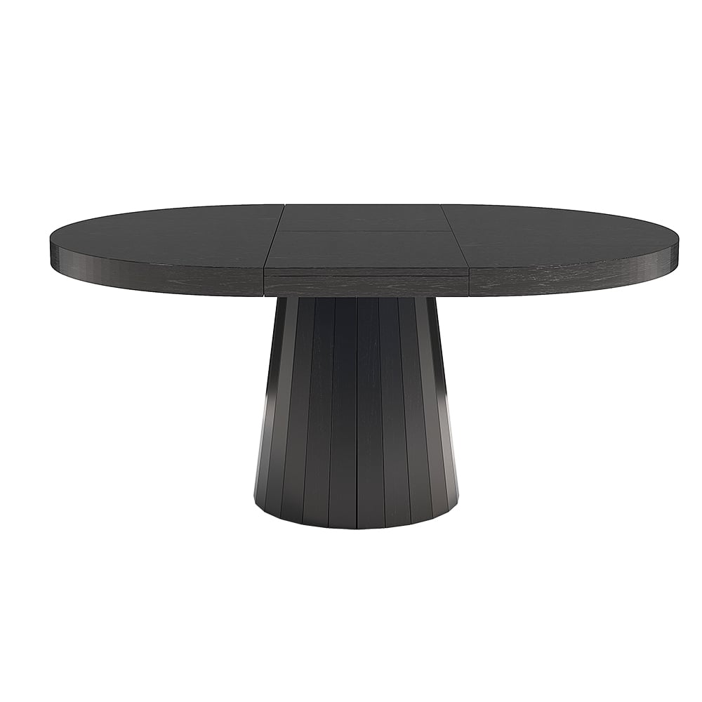 Dining Set 39"-55" Japandi Extendable Dining Table Black with 6 Chairs window image