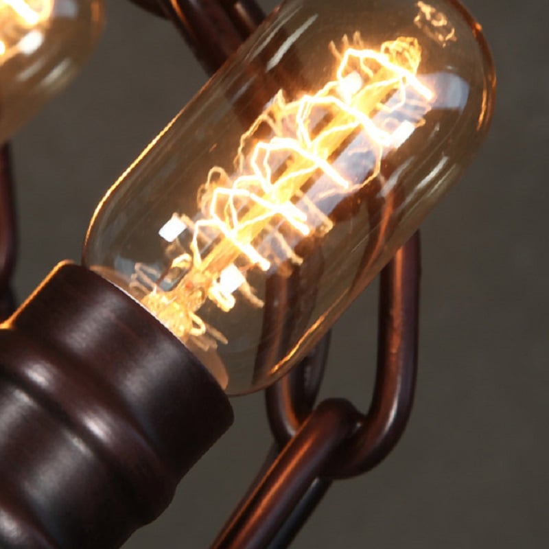 Industrial 5-Light Iron Chain Hanging Bulbs Island Pendant Light window image