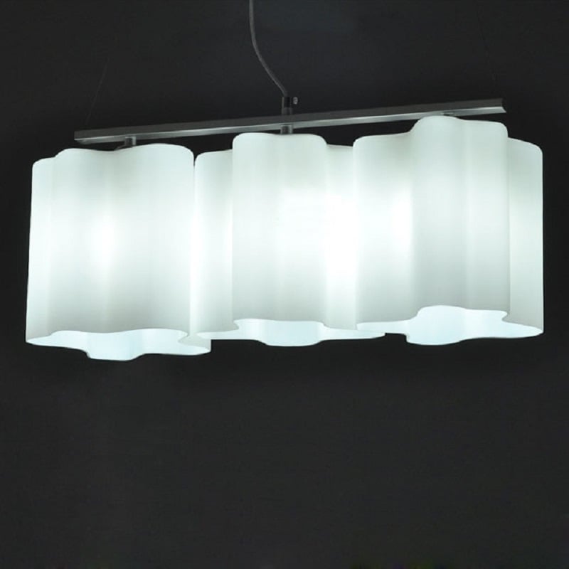 Modern Minimalist Metal in Sliver with Glass Shade 3-Light Pendant Light in White Colour window image