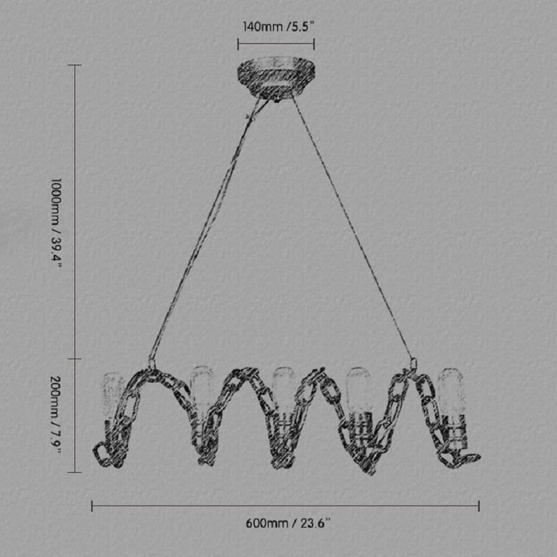 Industrial 5-Light Iron Chain Hanging Bulbs Island Pendant Light window image